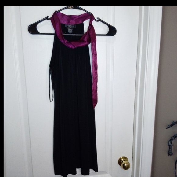 NWT/Alyn Paige black mini dress with purple ribbon size Small - Picture 8 of 9